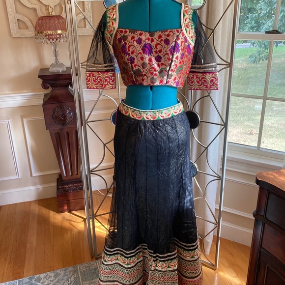 Indian Designer Black and Pink Chaniya Choli Navratri Garba Dress - Picture 10 of 15